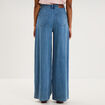 Jean large taille mi-haute &agrave; pinces denim double stone femme