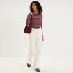 T-shirt ajust&eacute; col rond manches longues bordeaux femme