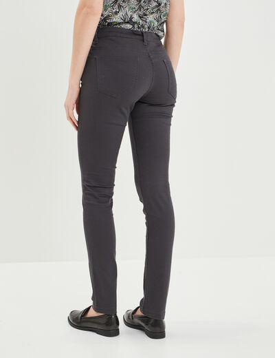 Pantalon slim en coton elasthanne gris foncé femme