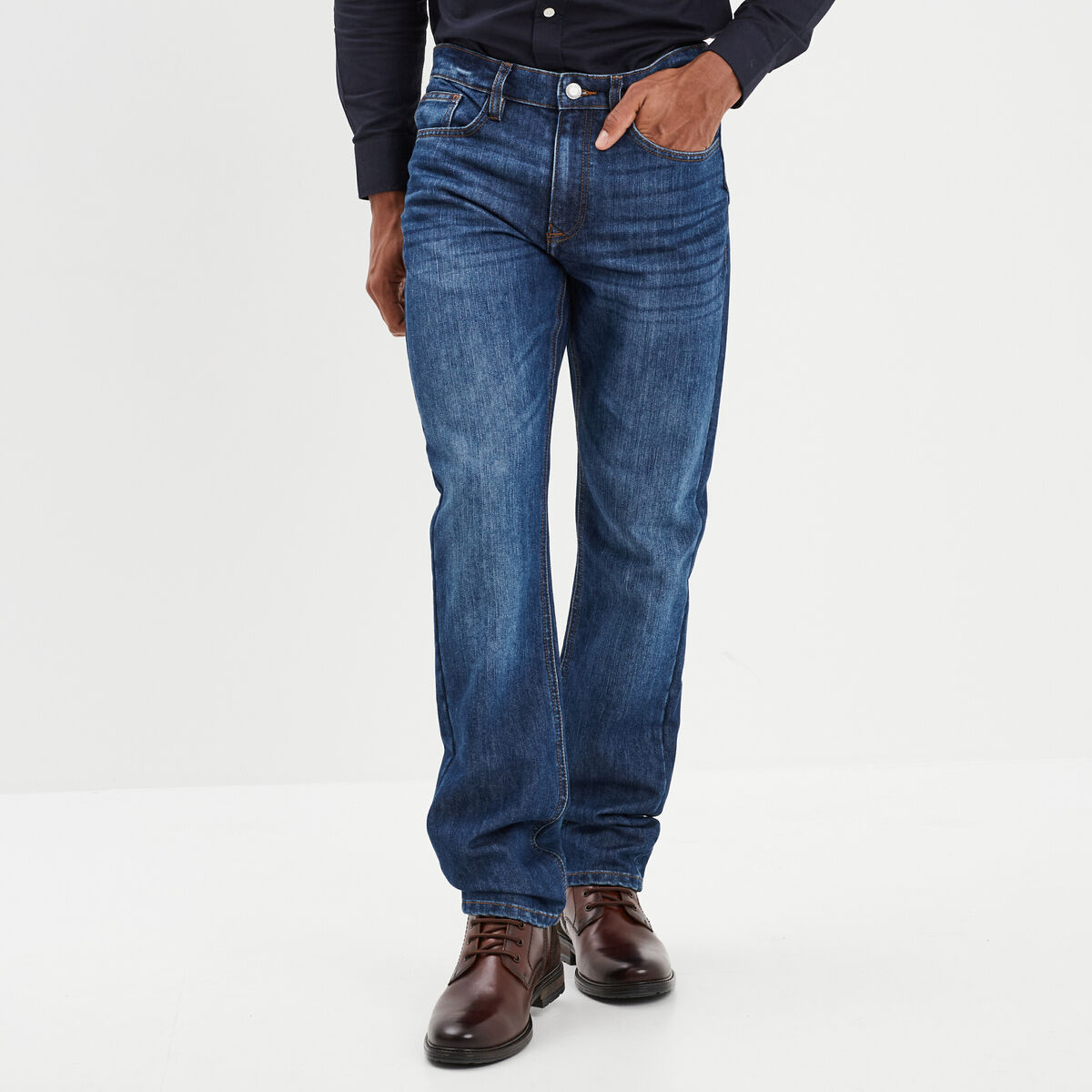 Jeans straight denim 5 poches denim stone homme