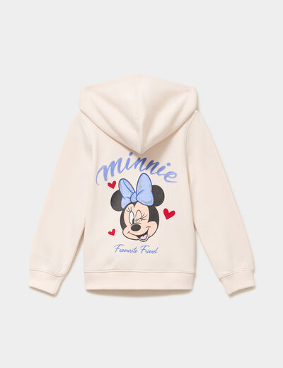 Sweat zipp&eacute; molletonn&eacute; &agrave; capuche Minnie beige fille