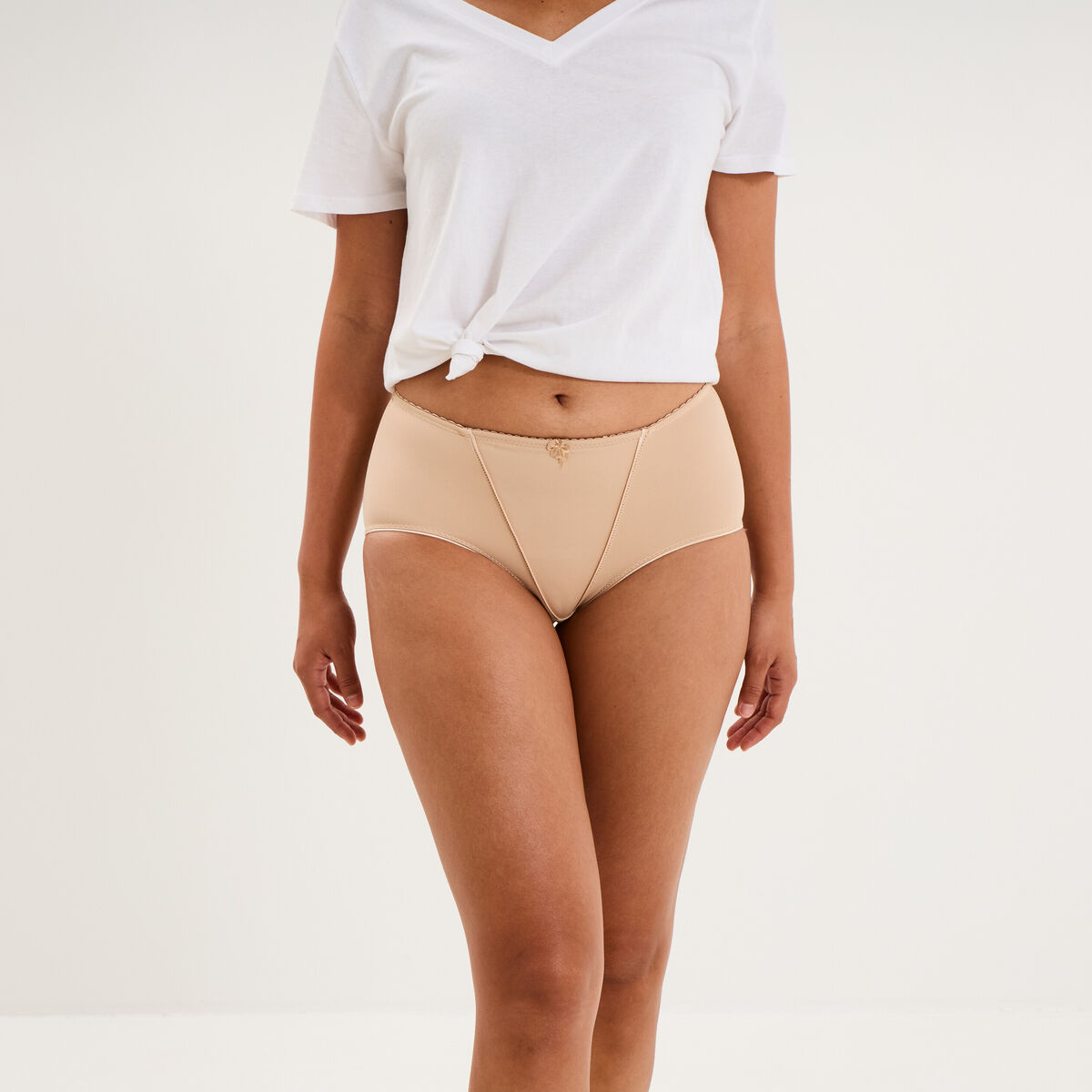 Culotte taille haute beige femme