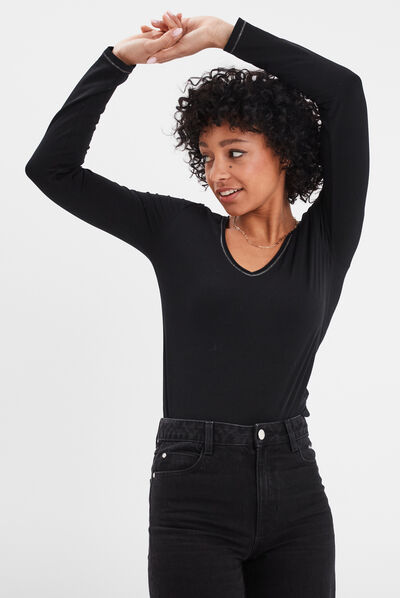 T-shirt manches longues noir femme