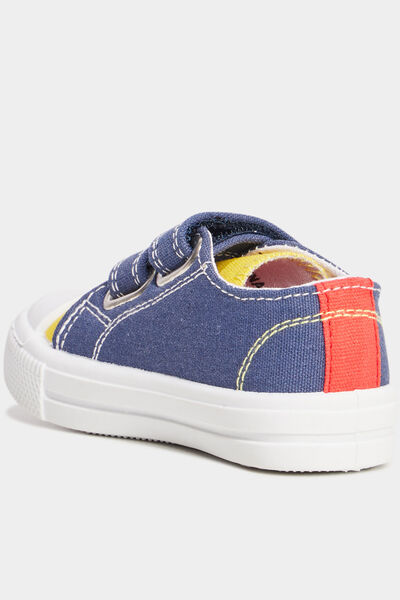 Tennis basses en toile &agrave; scratchs bleu marine b&eacute;b&eacute; gar&ccedil;on