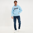 Sweat hoodie 1 poche manches longues bleu clair homme