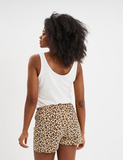 Ensemble pyjama short et débardeur coton beige femme