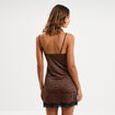 Nuisette courte d&eacute;tails dentelle marron femme