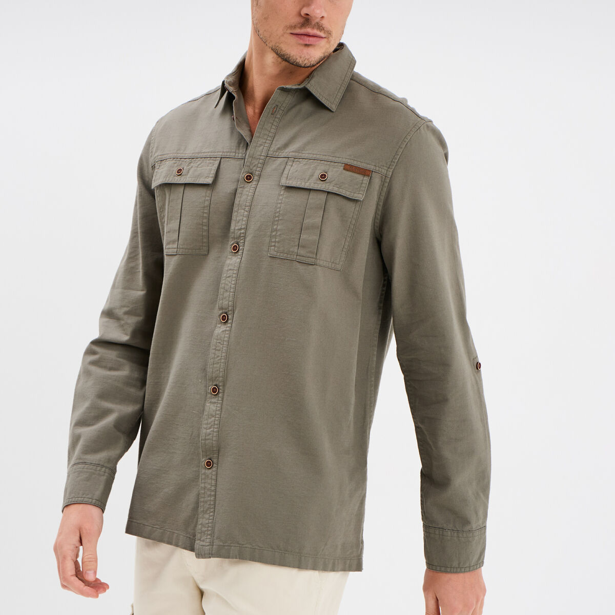 Chemise manches longues Trappeur gris homme