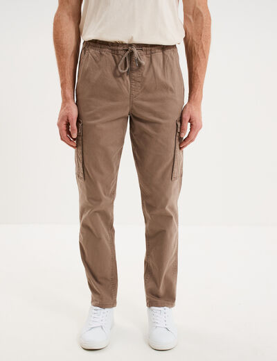 Pantalon cargo taille &eacute;lastiqu&eacute;e marron homme
