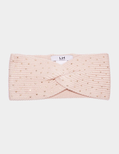 Bandeau tricoté avec strass sable femme