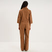 Combinaison pantalon zipp&eacute;e jambe large marron clair femme