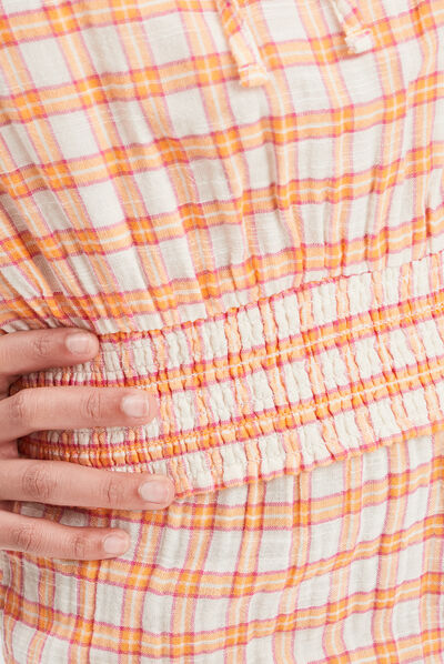Blouse cropped manches courtes orange femme