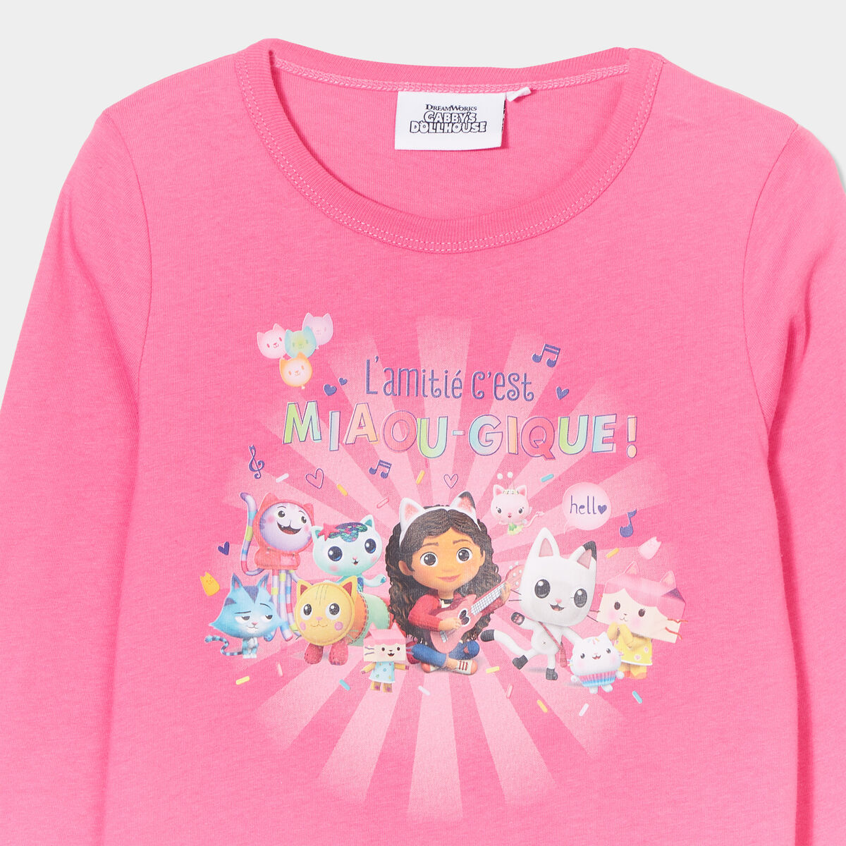 T-shirt Gabby et la Maison magique coton rose corail fille