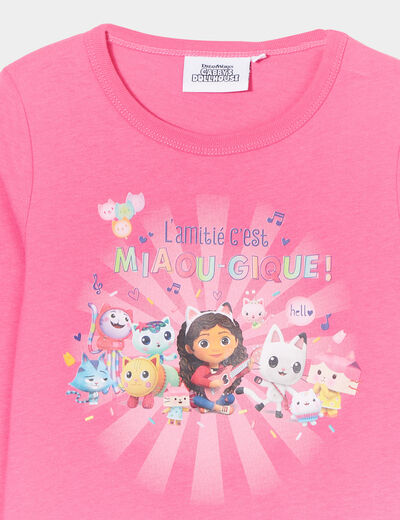 T-shirt Gabby et la Maison magique coton rose corail fille
