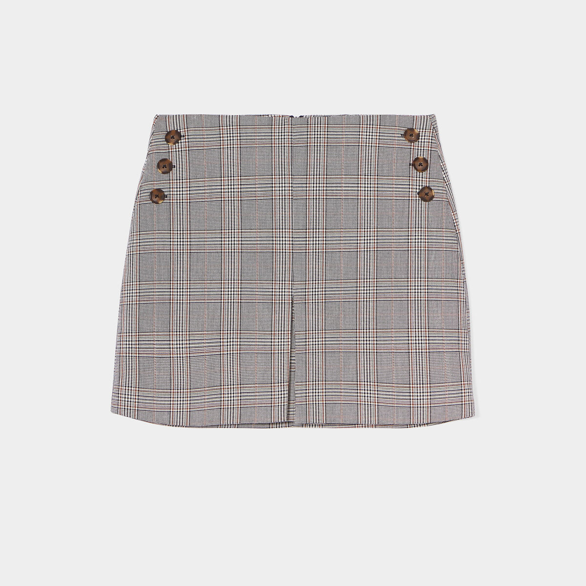 Jupe droite plis à ponts beige femme