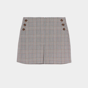 Jupe droite plis à ponts beige femme