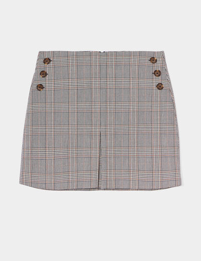 Jupe droite plis à ponts beige femme