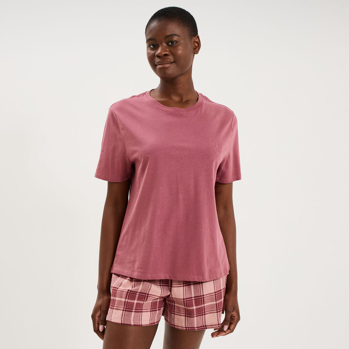Ensemble pyjama short et t-shirt coton rose femme