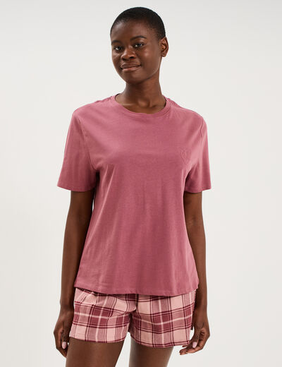 Ensemble pyjama short et t-shirt coton rose femme