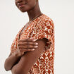 T-shirt col en V et pattes &eacute;paules orange fonc&eacute; femme