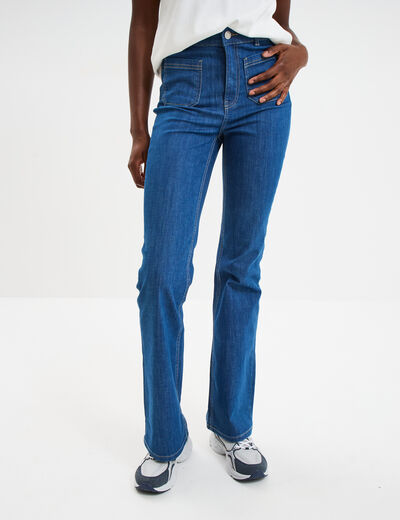 Jeans bootcut poches plaquées denim baby bleu femme