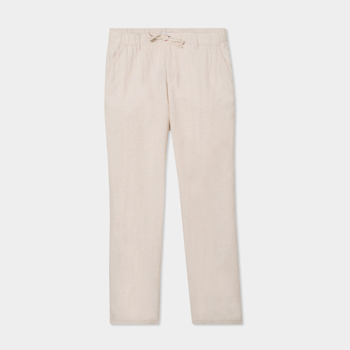 Pantalon chino mélange lin coton gris clair homme