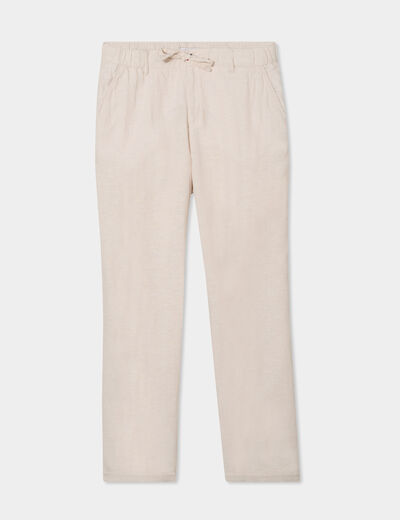 Pantalon chino mélange lin coton gris clair homme