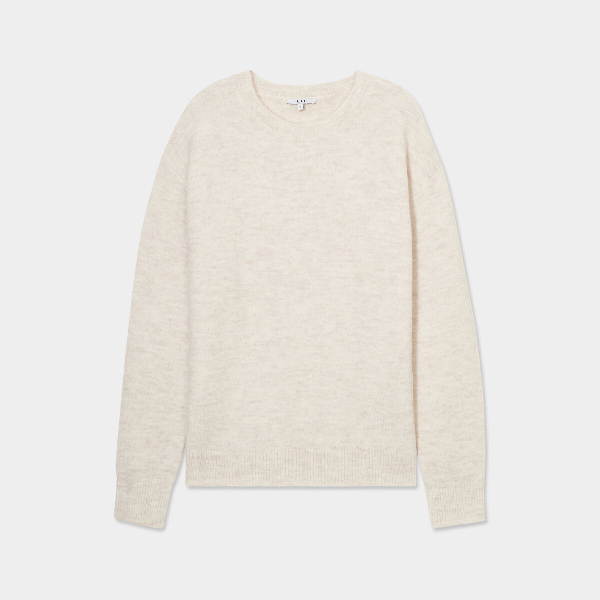 Pull col rond manches longues ecru femme