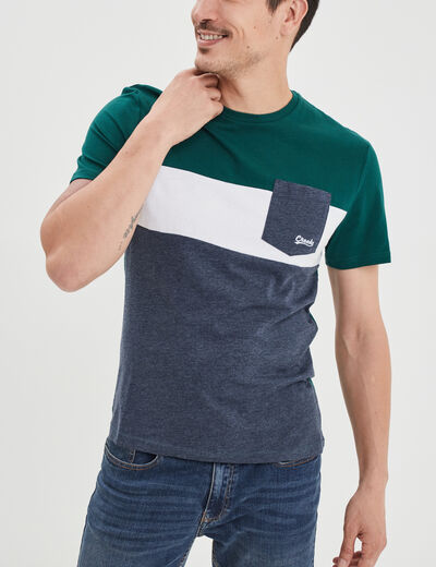 T-shirt droit 1 poche buste coton Creeks vert foncé homme