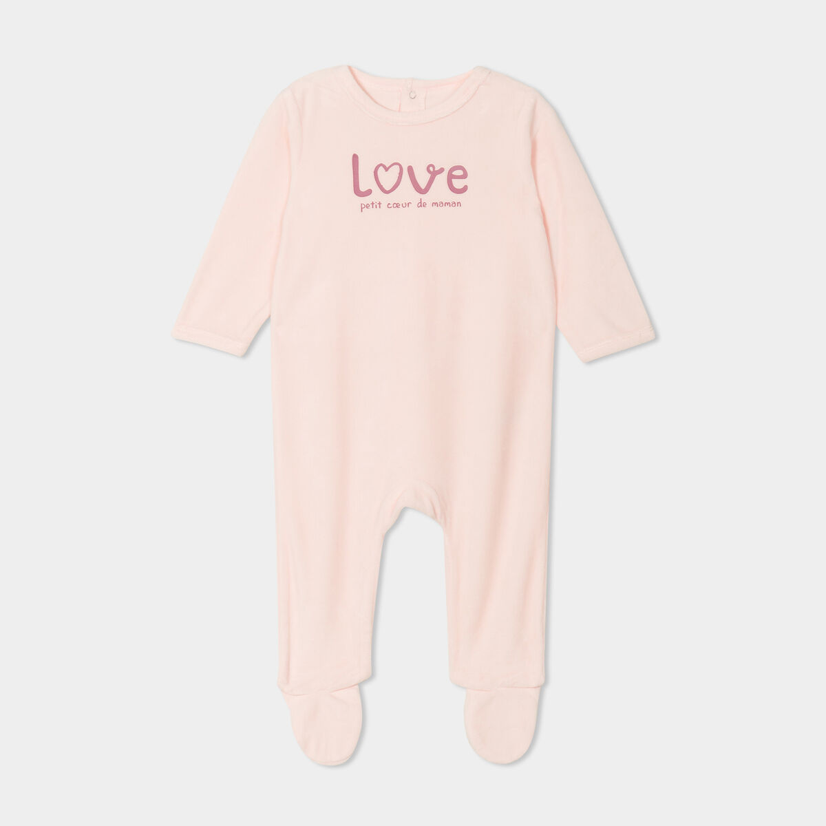 Dors-bien manches longues boutonn&eacute; rose clair b&eacute;b&eacute;