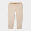 Pantalon chino cigarette ceinturé coton beige femme grande taille