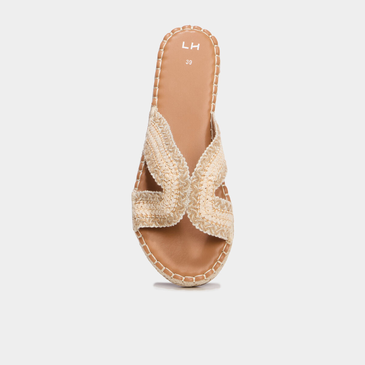 Mules effet tress&eacute; semelle &eacute;paisse sable femme