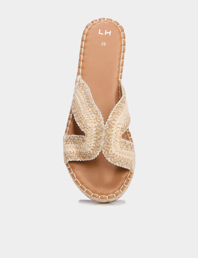 Mules effet tress&eacute; semelle &eacute;paisse sable femme