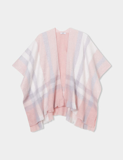Poncho avec franges rose femme