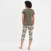 Ensemble pyjama corsaire 2 pièces coton vert kaki femme