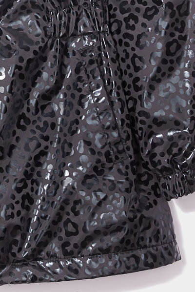 Parka cintrée à capuche doublure polaire noir fille