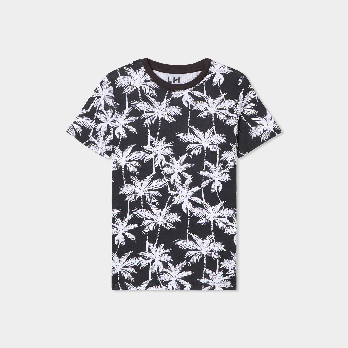 T-shirt manches courtes coton noir gar&ccedil;on