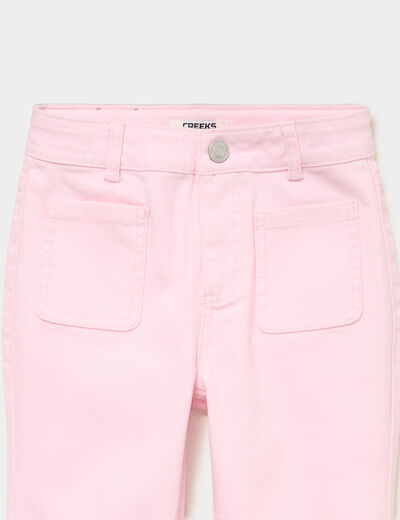 Pantalon bootcut twill 4 poches rose clair fille