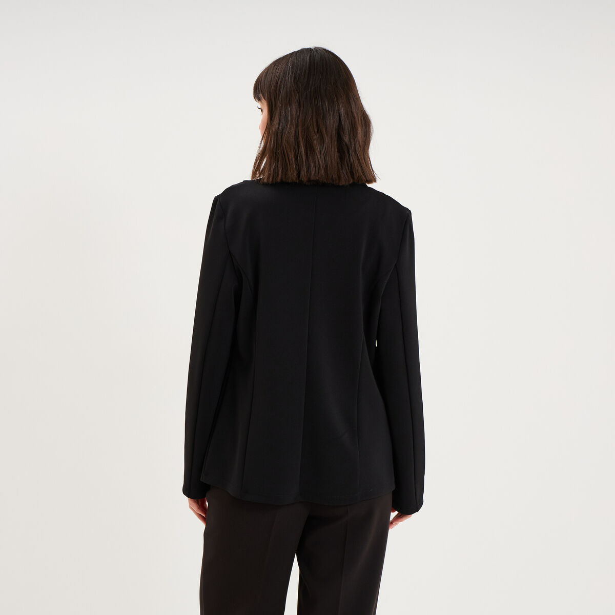 Blazer col tailleur manches longues noir femme