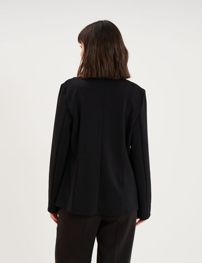Blazer col tailleur manches longues noir femme