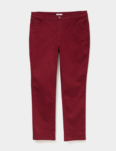 Pantalon straight taille haute Modavista bordeaux femme grande taille