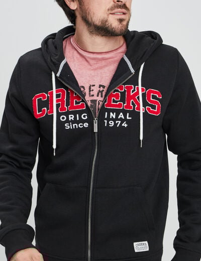 Sweat zippé à capuche Creeks noir homme