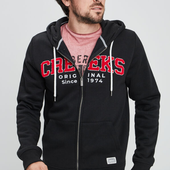 Sweat zippé à capuche Creeks noir homme