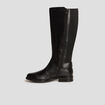Bottes cavali&egrave;res avec boucles en cuir noir femme