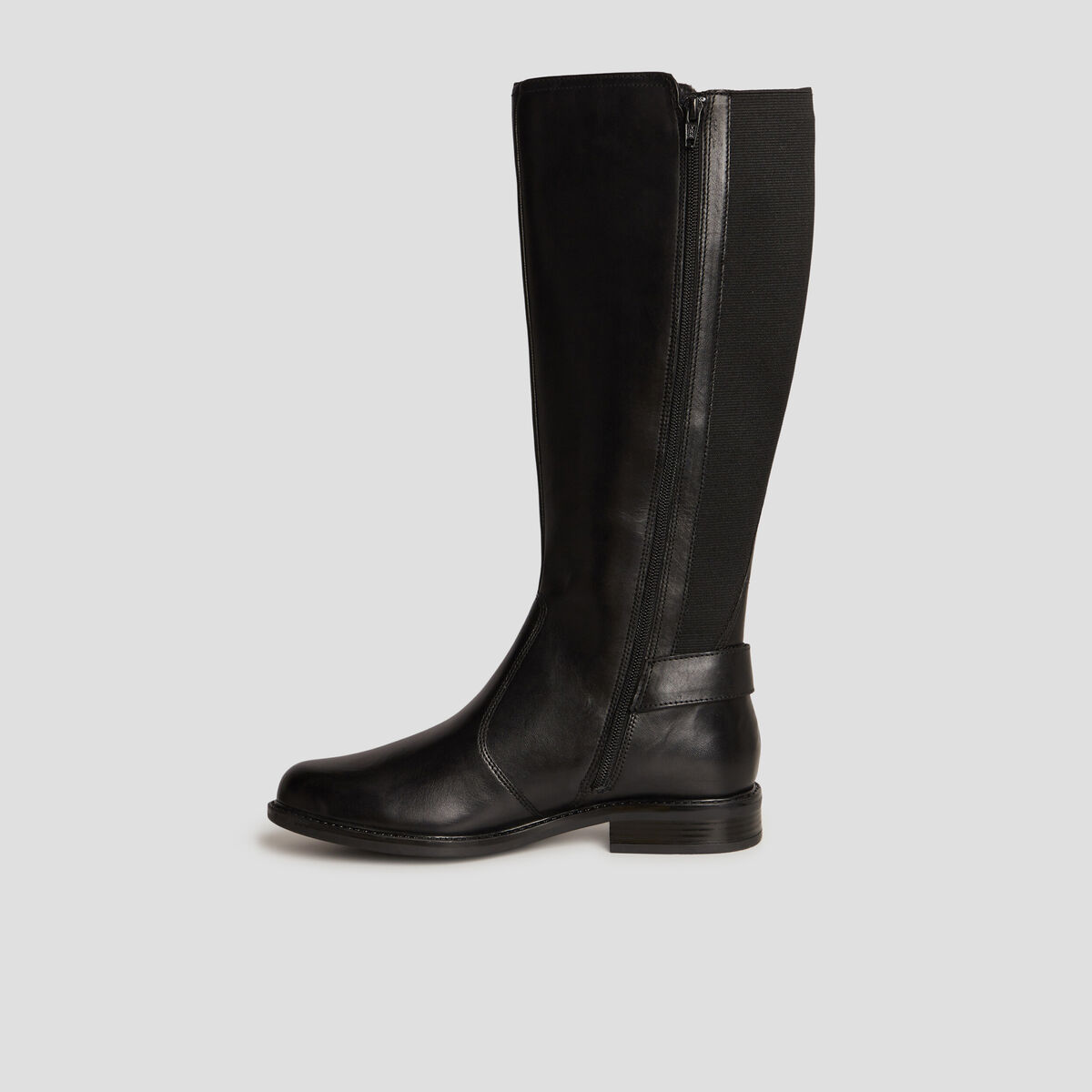 Bottes cavali&egrave;res avec boucles en cuir noir femme