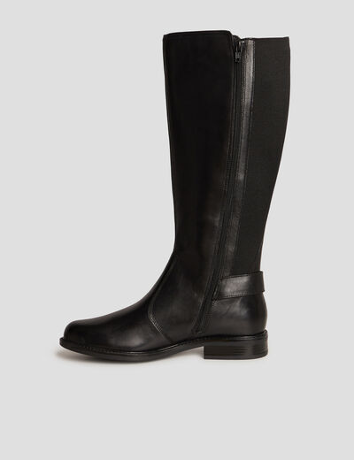 Bottes cavali&egrave;res avec boucles en cuir noir femme