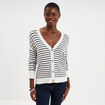 Gilet col en V boutonn&eacute; beige femme