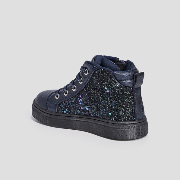 baskets montantes pailletees zippees bleu marine fille Baskets montantes pailletées zippées bleu marine fille