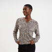 Gilet col rond manches longues beige clair femme