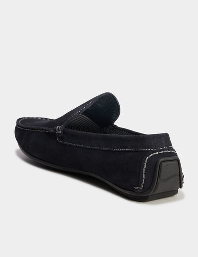 Mocassins en cuir bleu marine homme